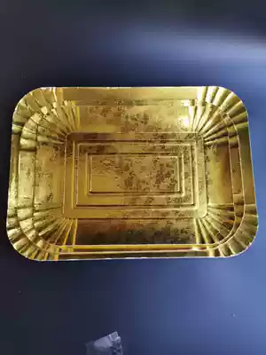 Hot sale disposable gold paper plate yellow aluminum foil paper tray turkey leg lamb chop cow head banquet Special