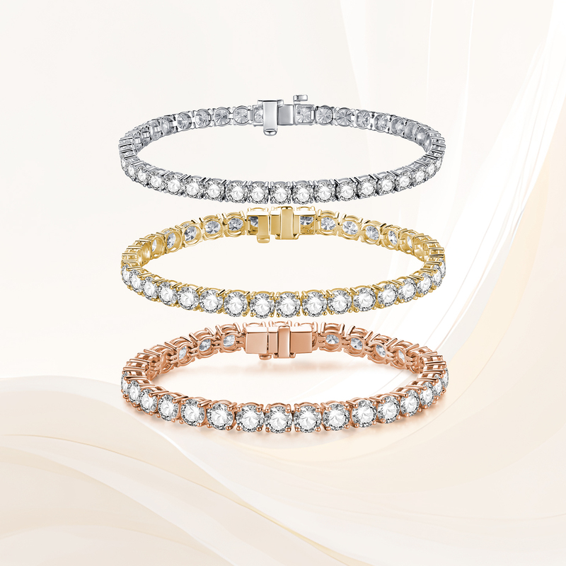 18K Gold Lab-Grown Diamond Tennis Bracelet for Women, Classic Four-Prong Full Diamond Pavé Setting, Stackable Jewelry, Versatile Light Luxury Gift