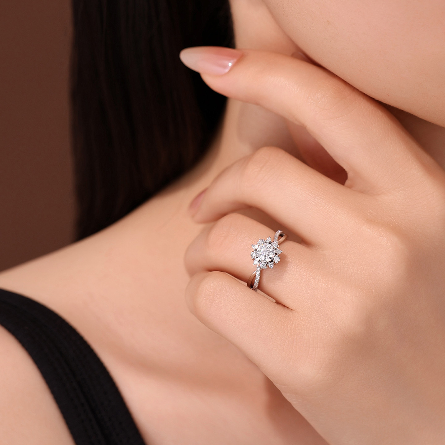 Кольцо Leo Star Diamond белое золото снежинка 0.5 карата
