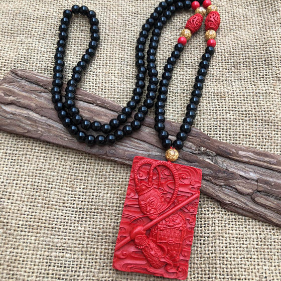 Taiwan's original color cinnabar entrance hall fighting saint Buddha Sun Wukong Monkey King pendant Monkey Brother pendant comes with certificate