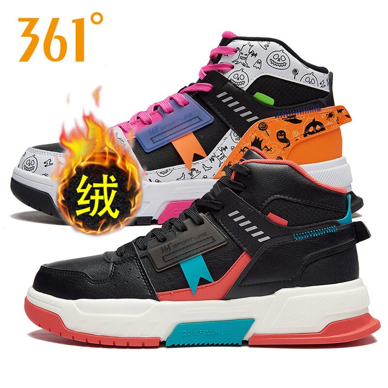 361 sneakers lady autumn winter 2020 new 361 degrees plus suede gush warm cotton shoes women casual high cylinder plate shoes