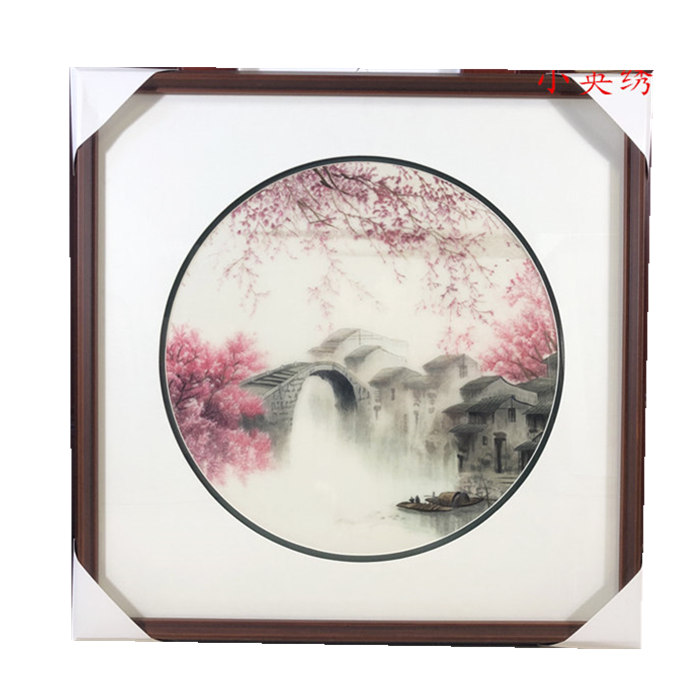 Pure handmade new boutique Suzhou embroidery painting Su embroidery finished hanging painting Entrance decorative painting 5050 water village