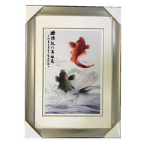 Pure handmade new boutique Suzhou embroidery painting Su embroidery finished hanging painting porch decorative painting 4060 fish leap Dragon Gate 1