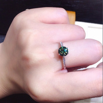 Marry Offshore Department Department Straight Contributions 1 0Ct Thick Plated PT950 Six Paws Emulation Ink Green Gem Opening Drill Ring