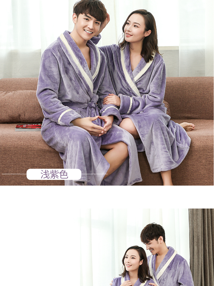 Mùa thu và mùa đông dày phần dài flannel vài chiếc áo ngủ nữ áo nước nhung áo choàng tắm nam nhung san hô nhung cỡ lớn 220 kg đồ ngủ váy ngủ nam 