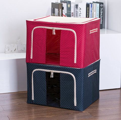 Oxford Cloth Steel Frame Folding Storage Box, Storage Bin, Toy Canvas Storage Box, Organizer Box, Clothing, Korea