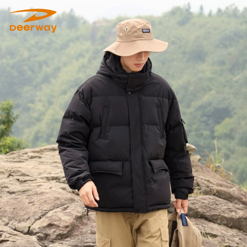 德尔惠拼色立领羽绒服