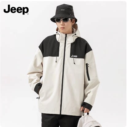Jeep吉普外套男秋冬男女冲锋防泼水风衣男装运动上衣防风夹克男款