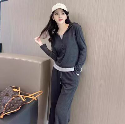 XG 糯米休闲套装春夏季薄款女士宽松舒适弹力慵懒风显瘦两件套