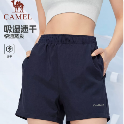 骆驼运动速干短裤女士夏季跑步中裤薄款男士宽松透气休闲五分裤子