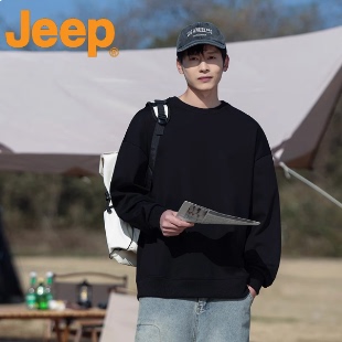 Jeep吉普春秋卫衣男款2025新款男士美式休闲圆领宽松运动卫衣男
