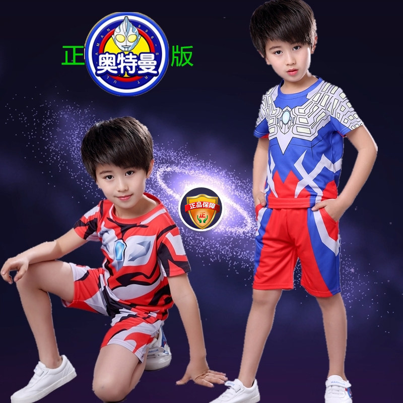 Zetta Altman dress summer children Cyro 6 boy summer Spider - Man clothes short - sleeved boy T - shirt suit