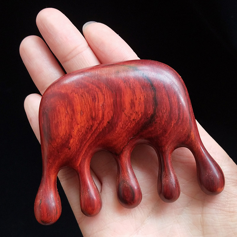 New 5 teeth rosewood meridian massage comb small fat hand wood comb head shoulder neck massage relieve fatigue gift comb