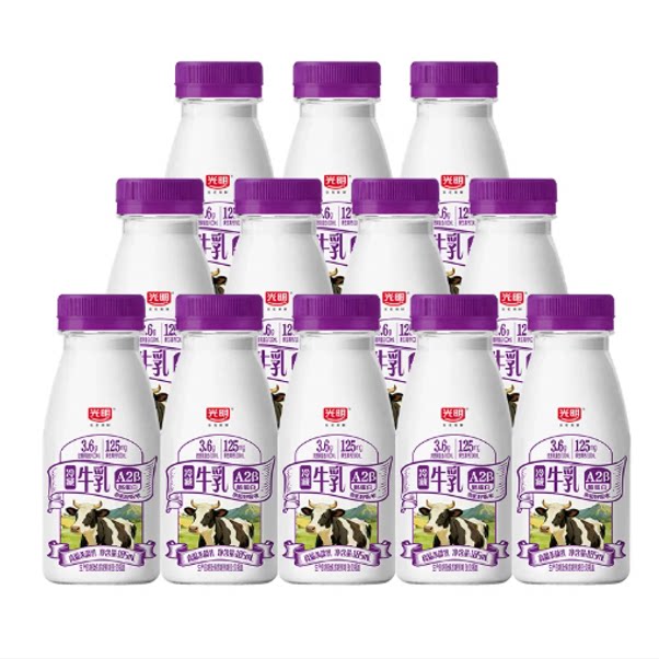 [百补]光明A2β-酪蛋白高品质牛乳185ml*12瓶早餐营养冷藏纯牛奶 乳早实拍商品图