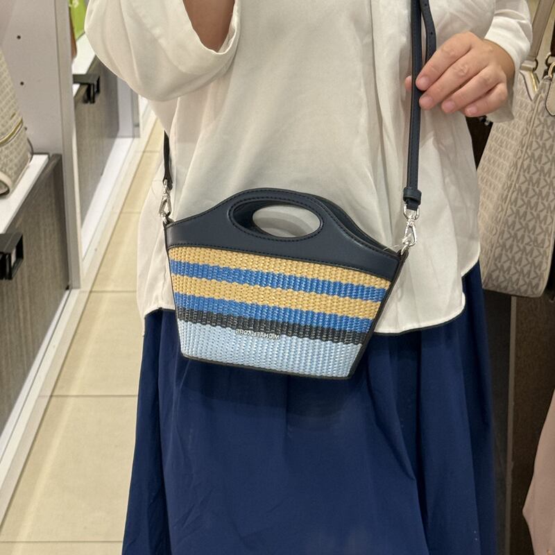 Michael Kors Mk Women's Bag Tatum New Straw Woven Tote Bag Small Size Hand-Held Crossbody Women's Bag