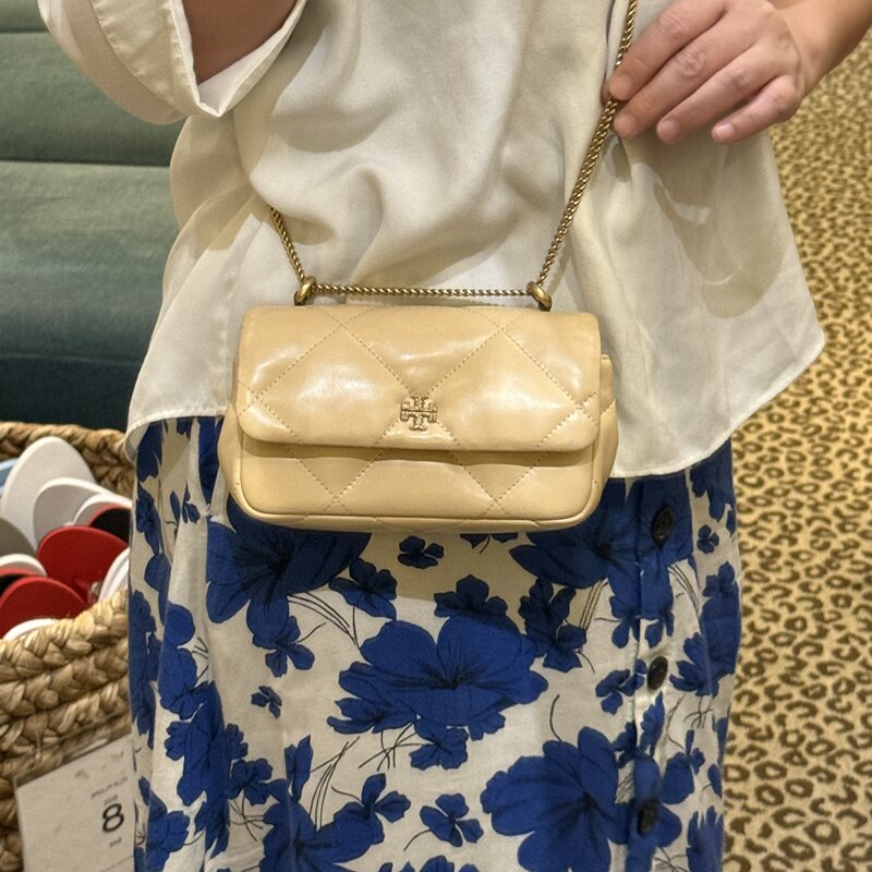 Tory Burch Tb Women's Bag, Kira Medium-Sized Quilted Cloud Bag, Chain Shoulder Crossbody, Chanel-Style