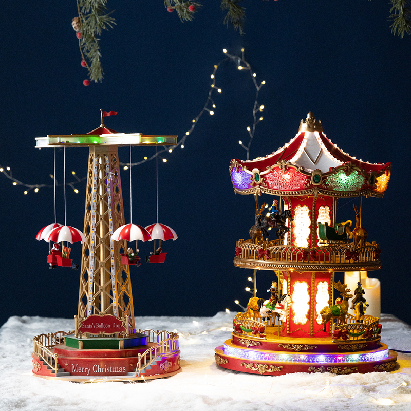 Winter Christmas Carousel Music Box Amusement Park Flying Chair Light-Up Music Box Christmas Gift Desktop Ornament Winter Christmas Carousel Music Box Amusement Park Flying Chair Light-Up Music Box Christmas Gift Desktop Ornament