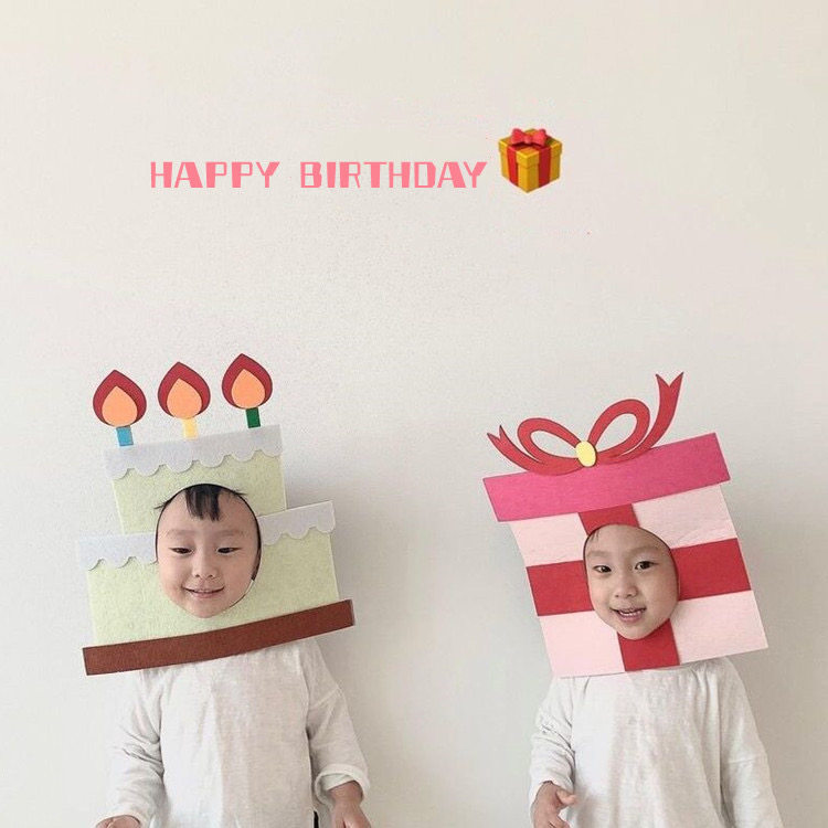 Children's birthday photography strange props headdress birthday hat cake headdress boys and girls princess festival decoration