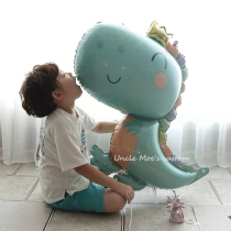 Crown Q version cartoon green dinosaur aluminum film balloon boy children Baby Birthday Party party decoration arrangement