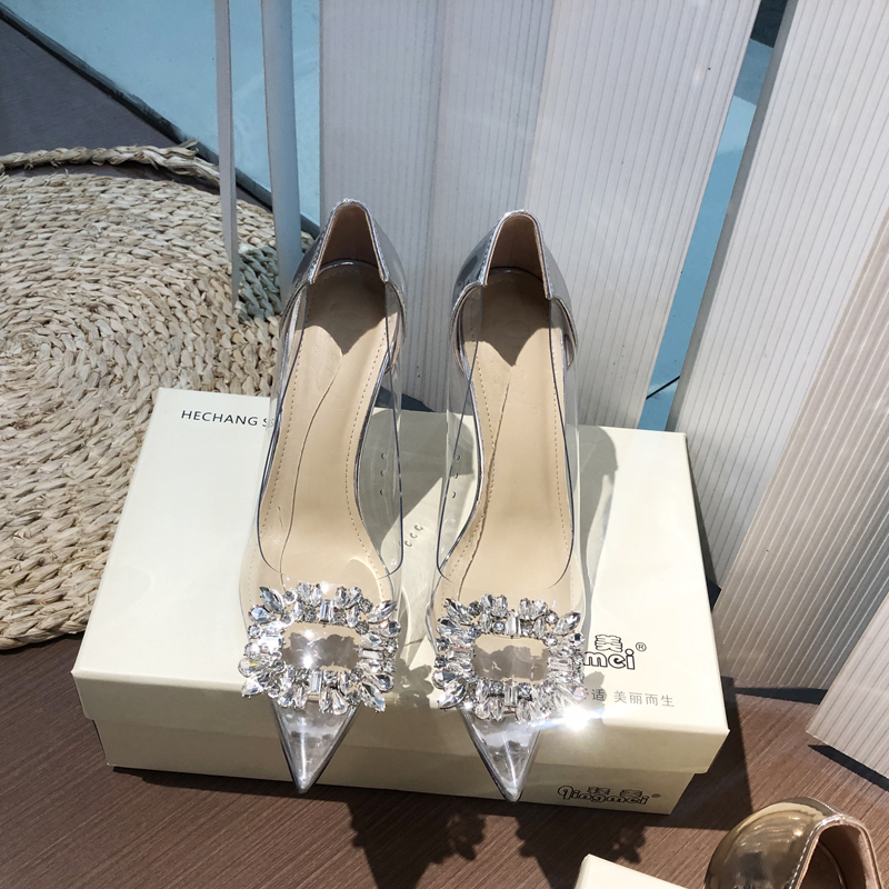 French Crystal High-Heeled Shoes for Women 2026 Spring and Summer New Style Stiletto Pointed Toe Rhinestone Transparent Sexy Lady Shoes for Women French Crystal High-Heeled Shoes for Women 2026 Spring and Summer New Style Stiletto Pointed Toe Rhinestone Transparent Sexy Lady Shoes for Women