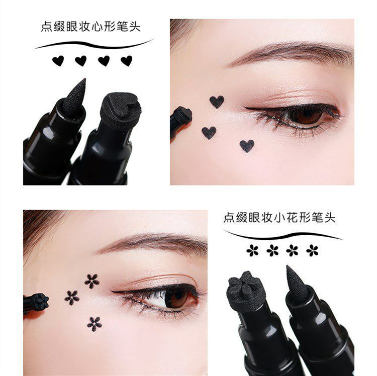 Bút kẻ mắt hai đầu tình yêu hình trái tim hình ngũ giác ngôi sao hình lưỡi liềm bút bút kẻ mắt màu đen bút không thấm nước và nhanh khô - Bút kẻ mắt kẻ mắt mira