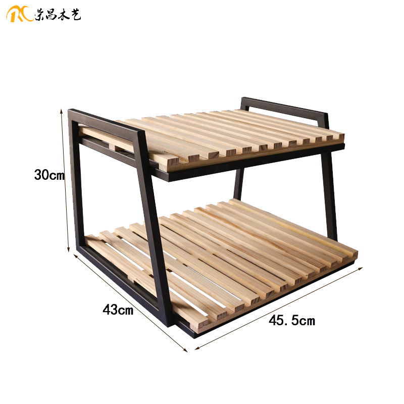 Baking Shop Solid Wood Two Floors Iron Art Pastry Cake Bread Show Rack Egg Pastry Shop Swing Piece Display Prop Bread Rack