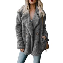 2018 口袋西服领毛绒外套女 autumn women coat ladies coat tops