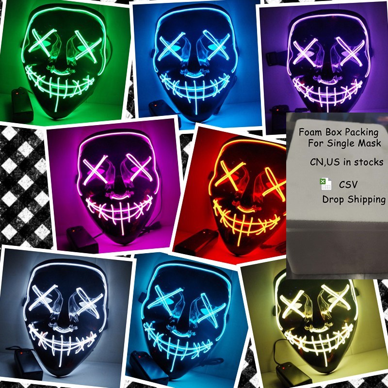 Halloween Mask LED Light Up Party Masks The Purge Eection Y