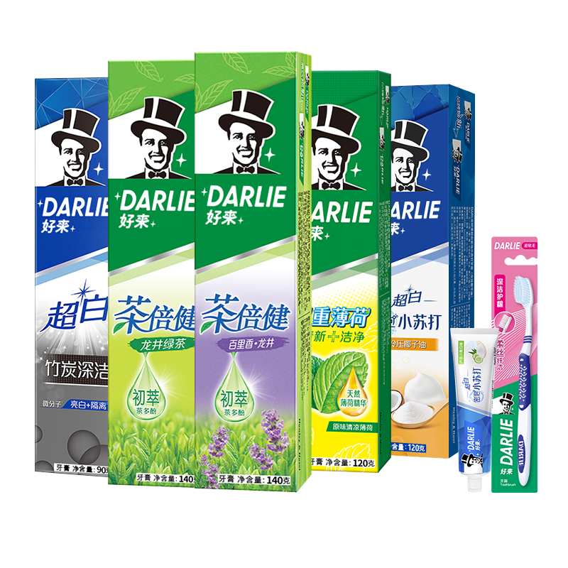 【魏哲鸣推荐】DARLIE好来原黑人超白小苏打美白牙膏薄荷酵素正品