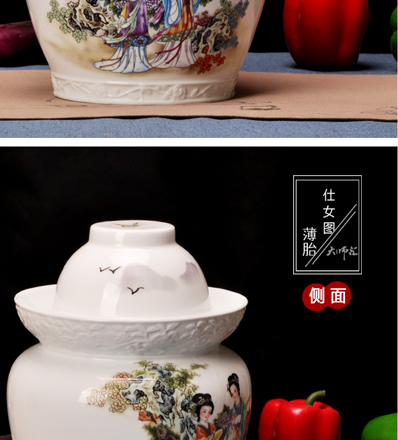 Jingdezhen ceramic pickle jar sichuan pickle jar of pickles pickled egg cylinder seal altar thickening sauerkraut cylinder pot