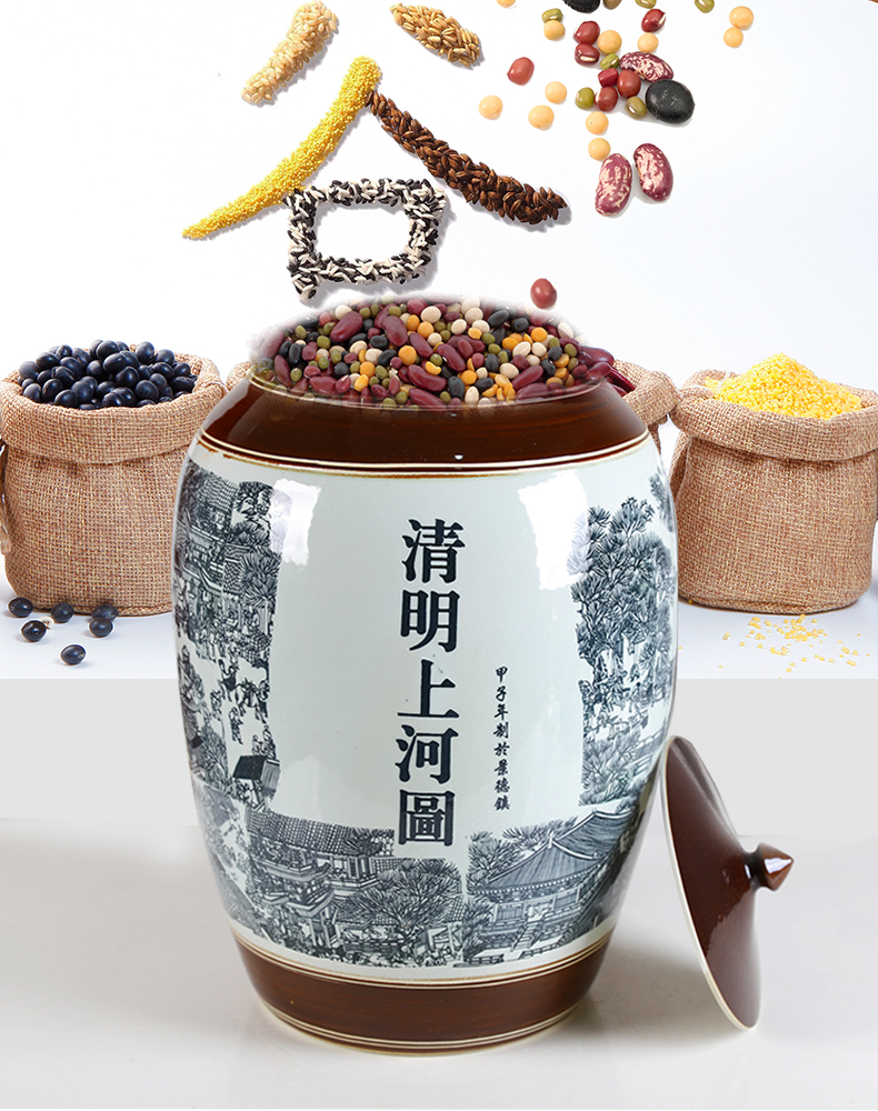 Jingdezhen ceramic antique barrel ricer box household storage tank water tanks it 50 kilo meters box of moisture storage