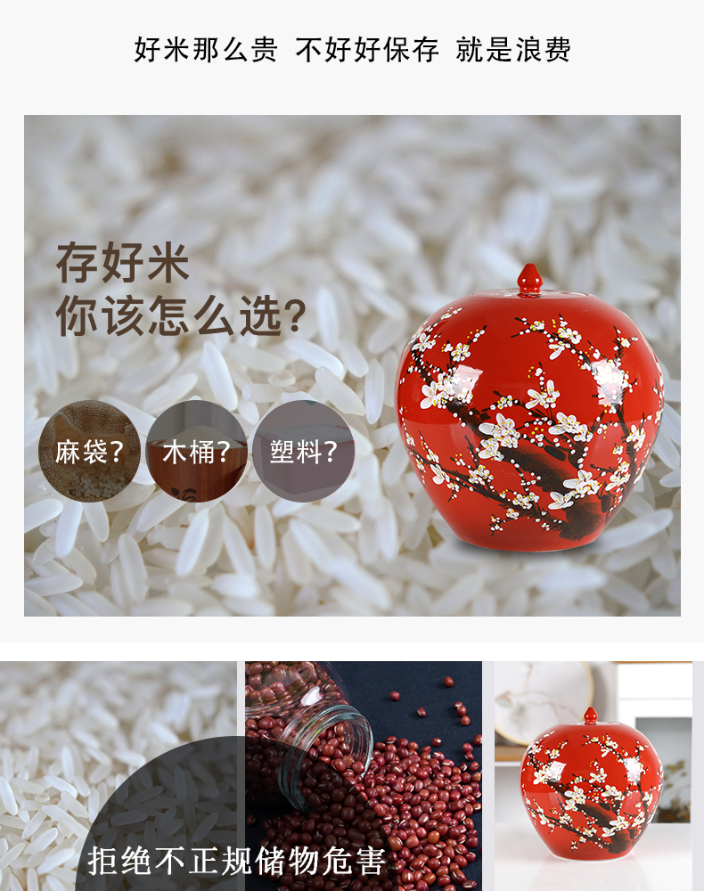 Jingdezhen ceramic barrel 20 jins hand - made name plum ricer box m tank storage tank tank cylinder moistureproof jar meter box