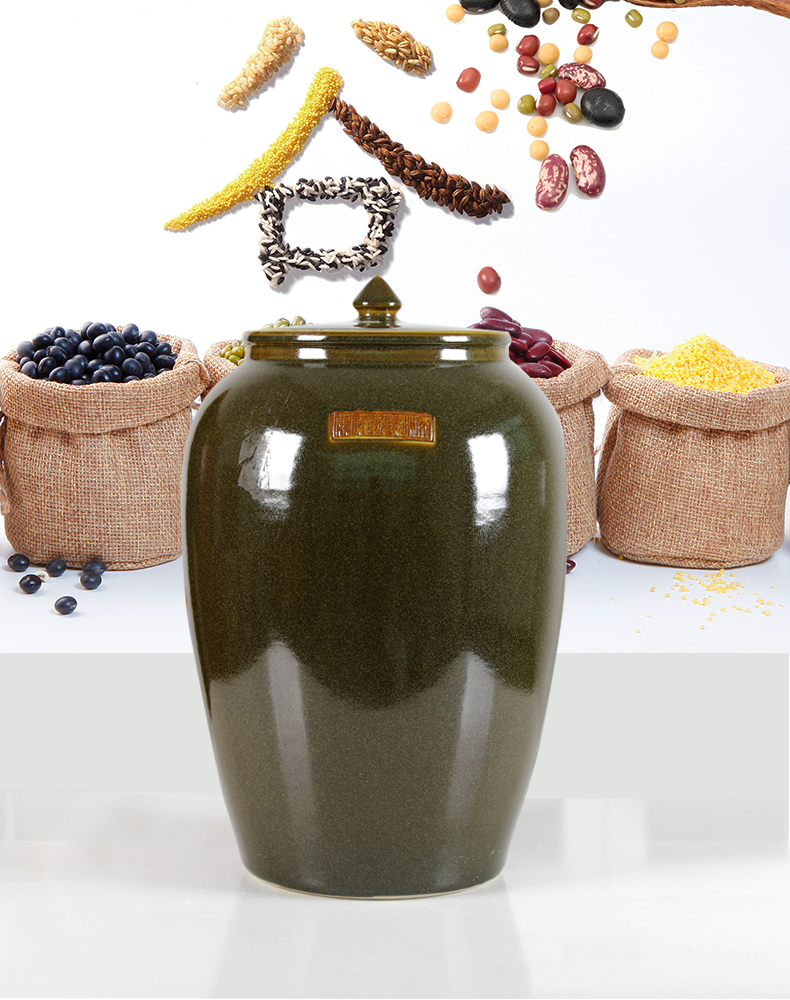 Jingdezhen ceramics with cover barrel ricer box tea oil cylinder tank at the end of the storage tank is 50 kg 100 jins moisture meter box