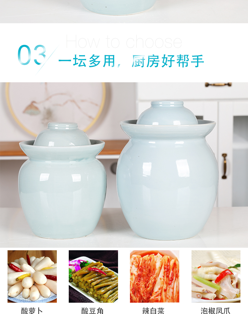 Household sichuan pickle jar sauerkraut pickle jar large sealed as cans of jingdezhen ceramic kimchi thickening