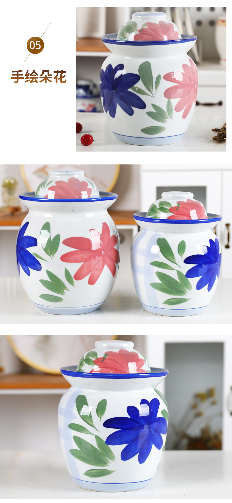 Kimchi altar double cover pickles unglazed seal pickle jar sichuan pickled egg cylinder thickening of jingdezhen ceramic small jars