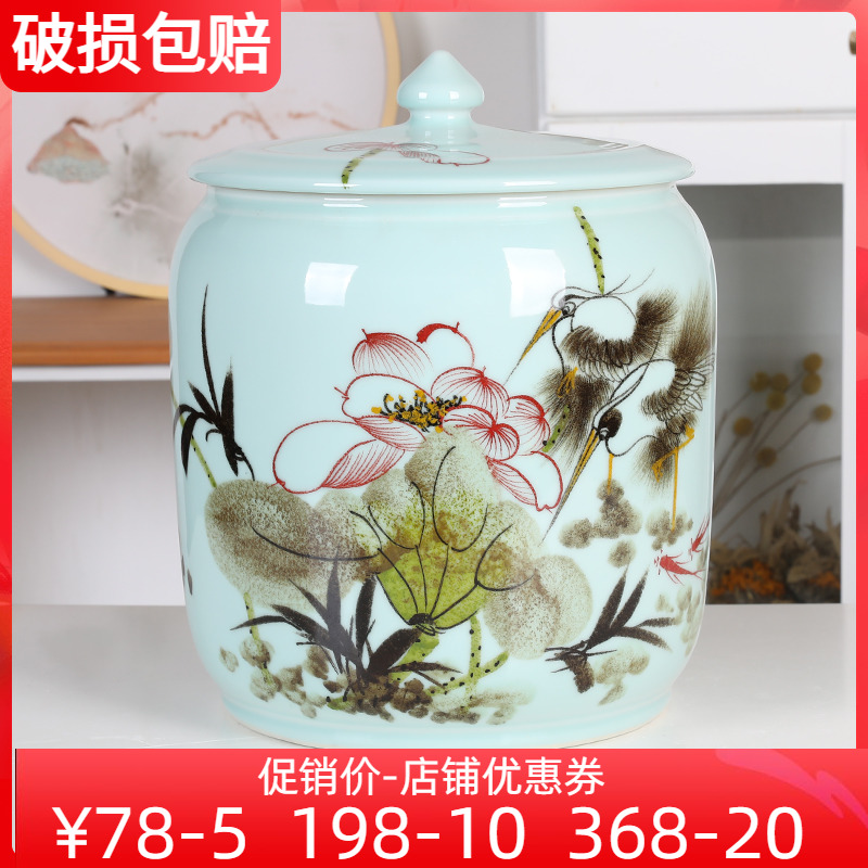 Ceramic rice cylinder with cover rice barrel 15 25 tons of flour cylinder moistureproof rice box sealed tea cylinder oil cylinder miscellaneous grain storage-Taobao