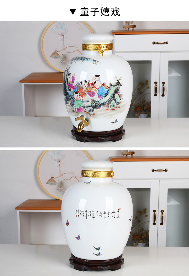 Jingdezhen ceramic jars 10 jins 20 jins 30 jin high white clay it bottle wine barrel seal pot jars