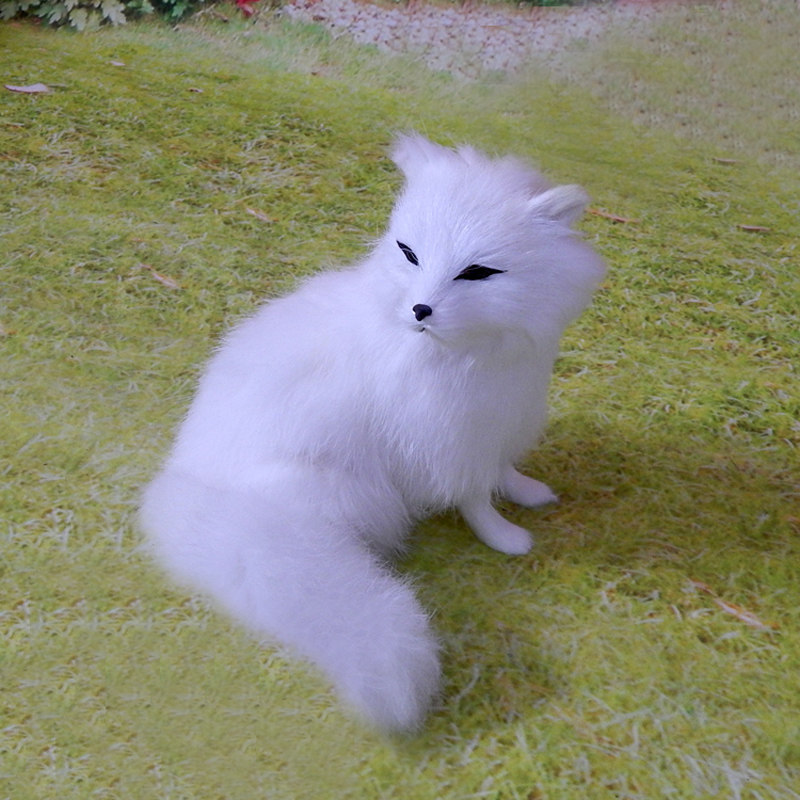 Emulated Fox Model Emulation White Fox Craft Gift Hem Decorated Prop Swing Piece Plush Toy Small Fox Doll Ornament