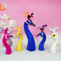 Simulation peacock head model banquet props Simulation feather peacock head table model ornaments White peacock simulation animal