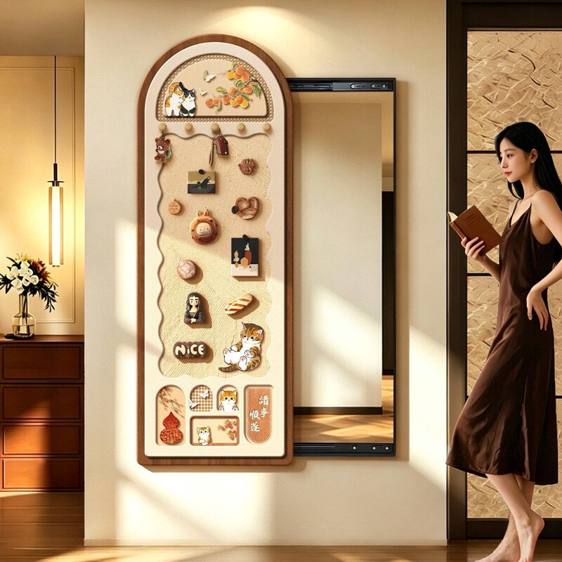 Closeable Magnetic Full-Length Mirror with Hidden Pegboard, Dressing Mirror, Hidden Invisible Entryway Mirror, Decorative Wall Art Closeable Magnetic Full-Length Mirror with Hidden Pegboard, Dressing Mirror, Hidden Invisible Entryway Mirror, Decorative Wall Art