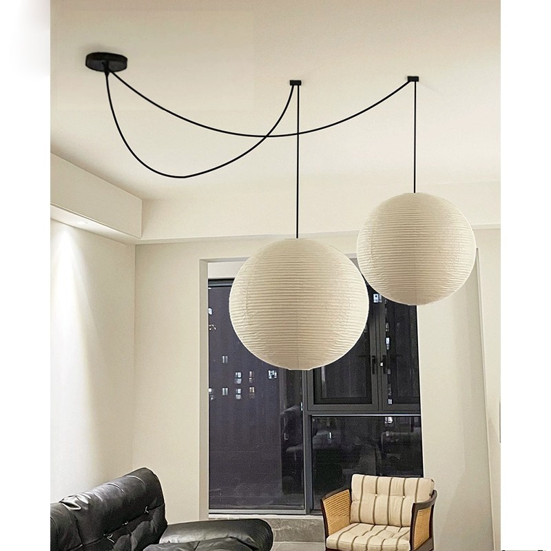 Restaurant Chandelier Designer Atmosphere Japanese Style Noguchi Isamu Paper Art Chandelier Vintage Round Ball Wabi-Sabi Movable Living Room Lamp Restaurant Chandelier Designer Atmosphere Japanese Style Noguchi Isamu Paper Art Chandelier Vintage Round Ball Wabi-Sabi Movable Living Room Lamp