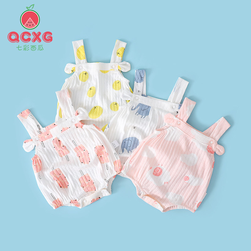 Baby sling bag fart clothes pure cotton summer thin female baby strap one-piece clothes princess summer triangle romper