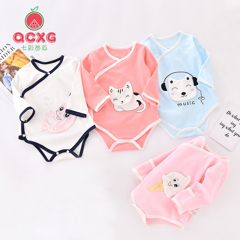Baby bag fart clothes spring and autumn female baby baby jumpsuit triangle romper male newborn long-sleeved pajamas pure cotton