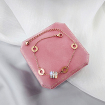 Japan-ROK version of minimalist looking at small brute waist Mini small ring transport pearl titanium steel plated rose gold thin chain bracelet woman