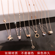 Titanium steel does not fade necklace female choker ins cold wind simple light luxury niche temperament pendant tide Net Red