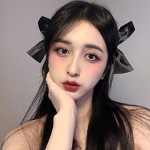Kim Ji-xiu same black bow hairclip female 2021 New headdress Korean side clip Net red hair accessories hair card