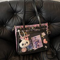 Two-dimensional style JK plaid crossbody bag comic style pain bag large capacity women's bag TPU material commuter bag