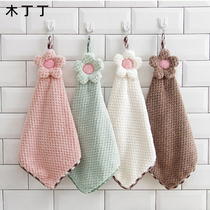 Handtowel hanging thickened coral velvet kitchen bathroom cute cartoon absorbent childrens hand towel Rag