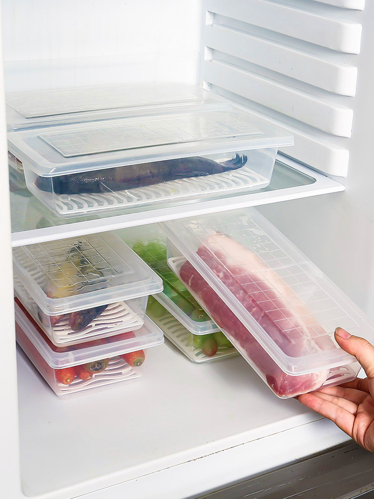 Refrigerator storage box Meat frozen preservation box Plastic with lid Refrigerated partition fish finishing box Refrigerated storage box