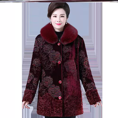 Утепленный пуховик, бархатная куртка для матери, 70 лет, для среднего возраста, искусственный мех, увеличенная толщина